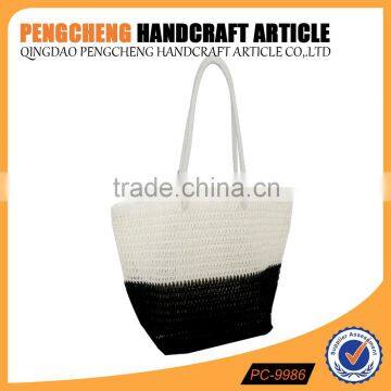 High quality beach tote black paper straw large crochet handbags