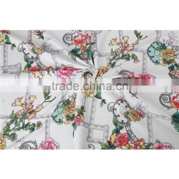 The beautiful pattern design printed crepe knit garment fabric