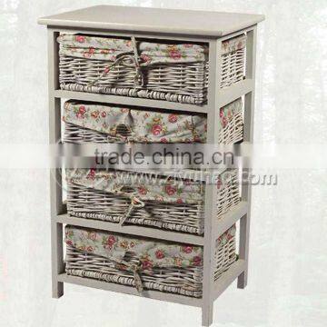 Storage Cabinet with natural wicker baskets