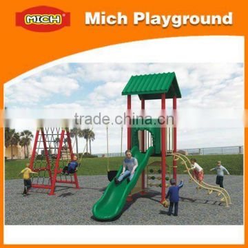 Outdoor plastic slide and swing set