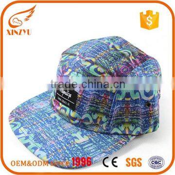 Cheap custom 5 panel hat snapback/blank flat brim caps snapback