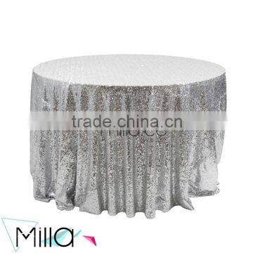 Silver metallic sequin table cloth