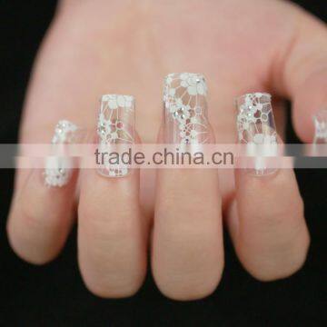 Hot Fashion Shining White Lace Nail Wraps Bling 2D Nail Wraps UV gel Nail Sticker