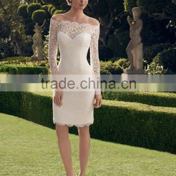 (MY2169S) MARRY YOU Off-shoulder Elgant Lace Vintage Long Sleeve Wedding Dresses Short