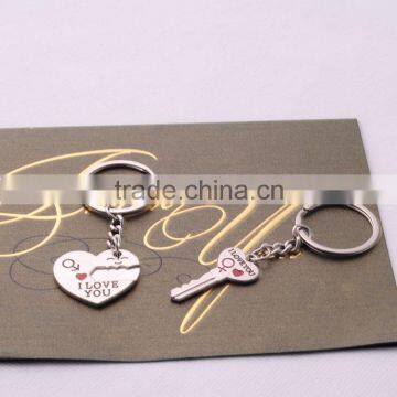 >>>2016 Hot Sale Zinc Alloy Silver Plated Lovers Gift Couple Heart Keychain Fashion Keyring Creative Key Chain/