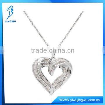 Diamond Heart Necklace, Sterling Silver Diamond Heart Chain