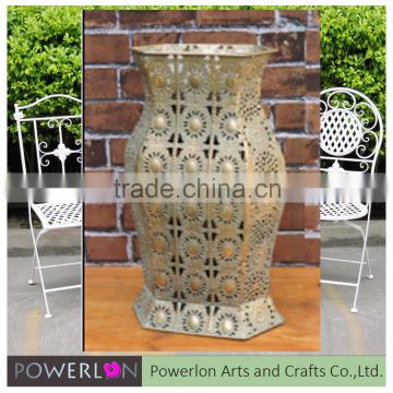 Large Weathered Pale Ocean Wrought iron Vase