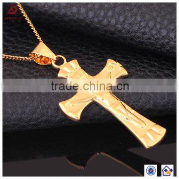 ATHENAA Fashion Christian Religious Jewelry Gold Plated Jesus Copper Cross Pendant photo-3