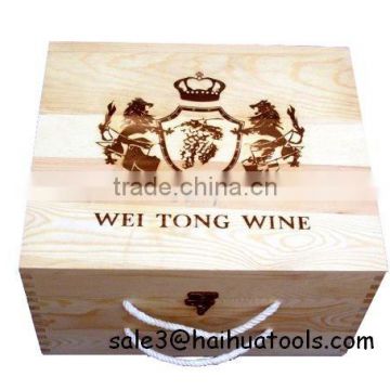 Tung WOOD wine box for single bottle silk screen printing