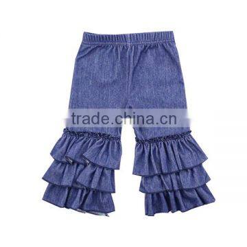 New products winter baby pants ruffled children cotton pants girls triple ruffles pants kids denim pants