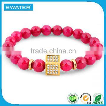 Alibaba Express Jewelry Coral Pink Stone Bracelet