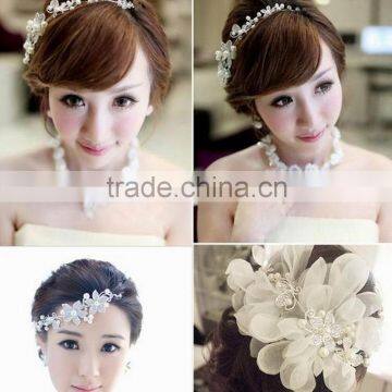 Hot Ladies Silver Plated Rhinestone Bridal Wedding Flower Pearls Crystal Chic Headband Hair Clip Comb Jewelry