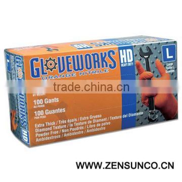 Glove works Heavy Duty Orange Nitrile Gloves