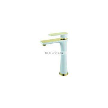 Gold and White High Quality Single Handle Bathroom Sink Faucets gold white