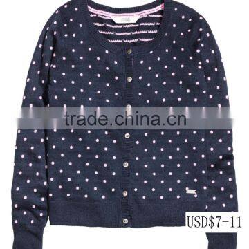 Womens' Round Neck Long Sleeve Cardigan Jacquard Knitted Sweater With Button