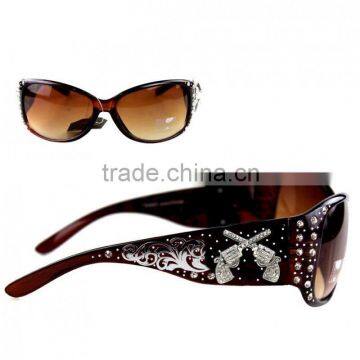 WEST RHINESTONE GUN PISTOL WESTERN LADY SUNGLASSES