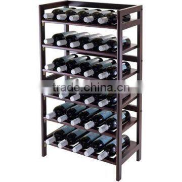 High Quality Rustic Style Handmade Solid Wooden Wine Bottle Display Shelf Rack