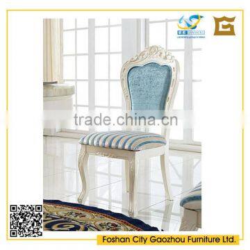 Modern european style furniture white wood carved armless dining chair for dining room