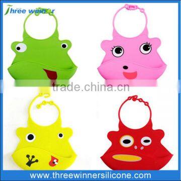 Cute pattern animal design silicone bib rubber baby bib