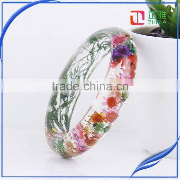 transparent resin epoxy jewelry resin bangle with mix color natural dried flowers