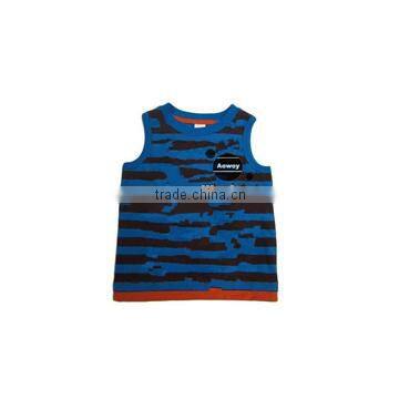 custom logo imprinted boys' vests cotton and jersey fabric logo printing stripe boys33