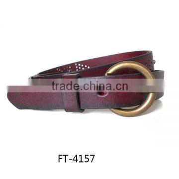 2016 design wine red pu thin belt for woman dresses