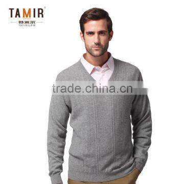 Pure Cashmere V Neck Men Fancy Sweater, Men Grey Plain Delicate Cashmere Sweater