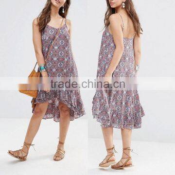 China manufacturer casual summer paisley print slip midi dress for girls
