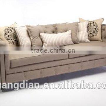 Foshan custom made funiture velvet fabric wooden chesterfield sofa