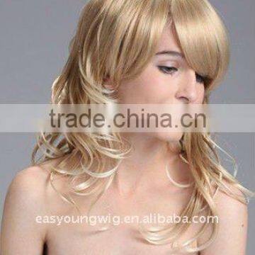 Blonde long full lace wig, curly synthetic hair wigs wholesale suppliers