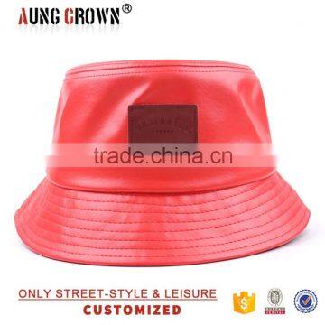 Red Leather Bucket Hat