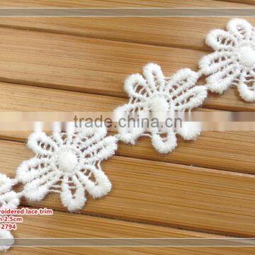 2.5cm Width Lady Garment Gold Color Embroidered Lace Trim