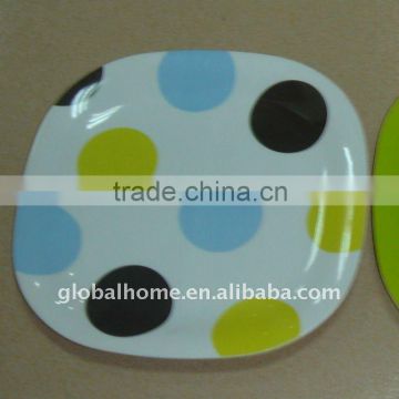 10 inch melamine square plate in dot design