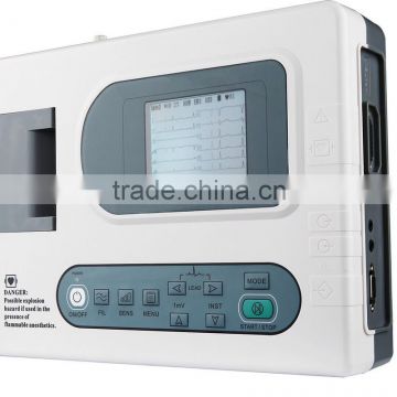 LCD screen Three Channel ECG machine with long warranty