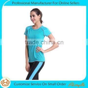 Hot sale new style custom dry fit short sleeve gym shirt for women