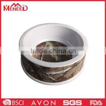 Wholesale unbreakable external & internal printed plastic round shape melamine pet use cat food bowls