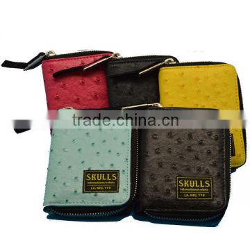 PU leather wallet with fake ostrich texture for women