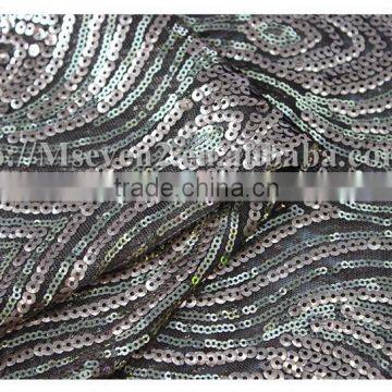 Antique Gold Fancy Pretty Glitter Sequins Embroidery Sequin Fabric for Dress photo-3
