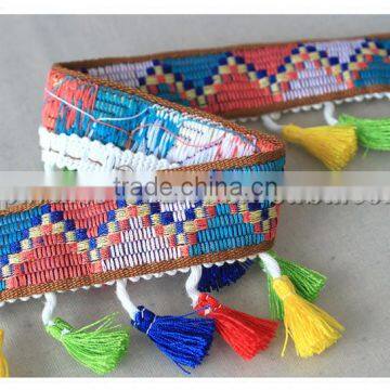 New Design Colored 6.5cm Width Fancy Colorful Lace Tassel Fringe Trim photo-5