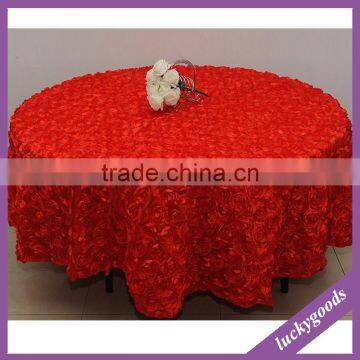 LZB015 120inch popular selling red rosette table cloth wholesale