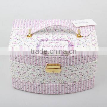 High Quality Floral Print Jewelry Box With Three Layers