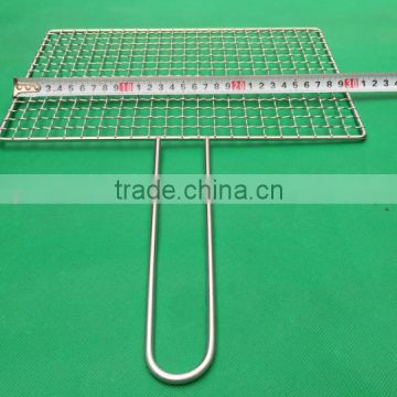 crimped BBQ wire mesh/small size BBQ grill mesh with handle/stainless steel BBQ mesh