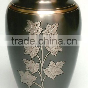 Wholesale India Nice Black Floral Metal Brass Cloisonne Craft Adult Funeral Cremation Urns Jar