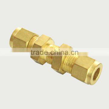 Equal double brass compression straight fitting for copper pipe