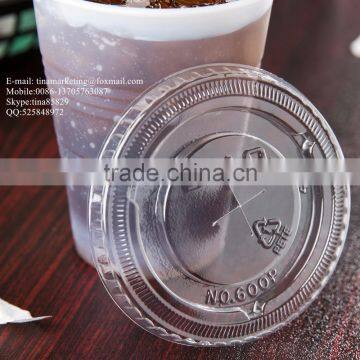 9-10 oz. Clear Flat PS Plastic Lid with Straw Slot for Cold Drink Cup China Manufactory Price