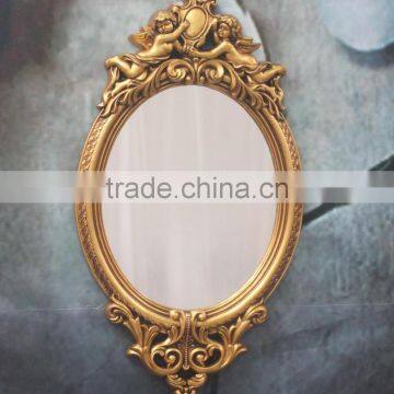 Home decoration exquisite angel carving oval wall mirror