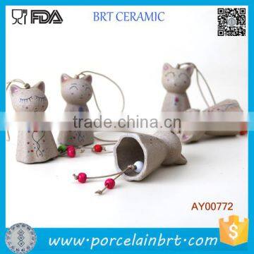 Home decor cat ceramic wind chimes