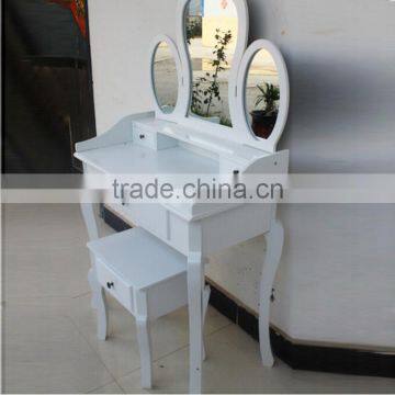 Bedroom Wooden Dresser, Dressing Table Set With Stool and Mirror, Make-up Home Furniture photo-3