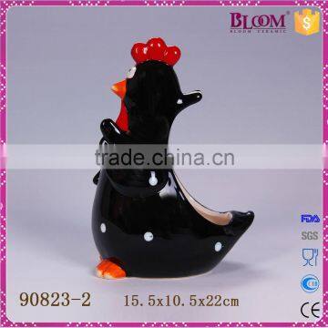 Black rooster ceramic toilet brush holder