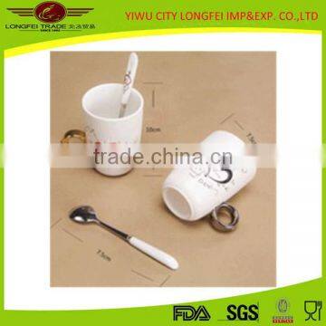 wholesale ceramic plain travel coffee mugs with spoon